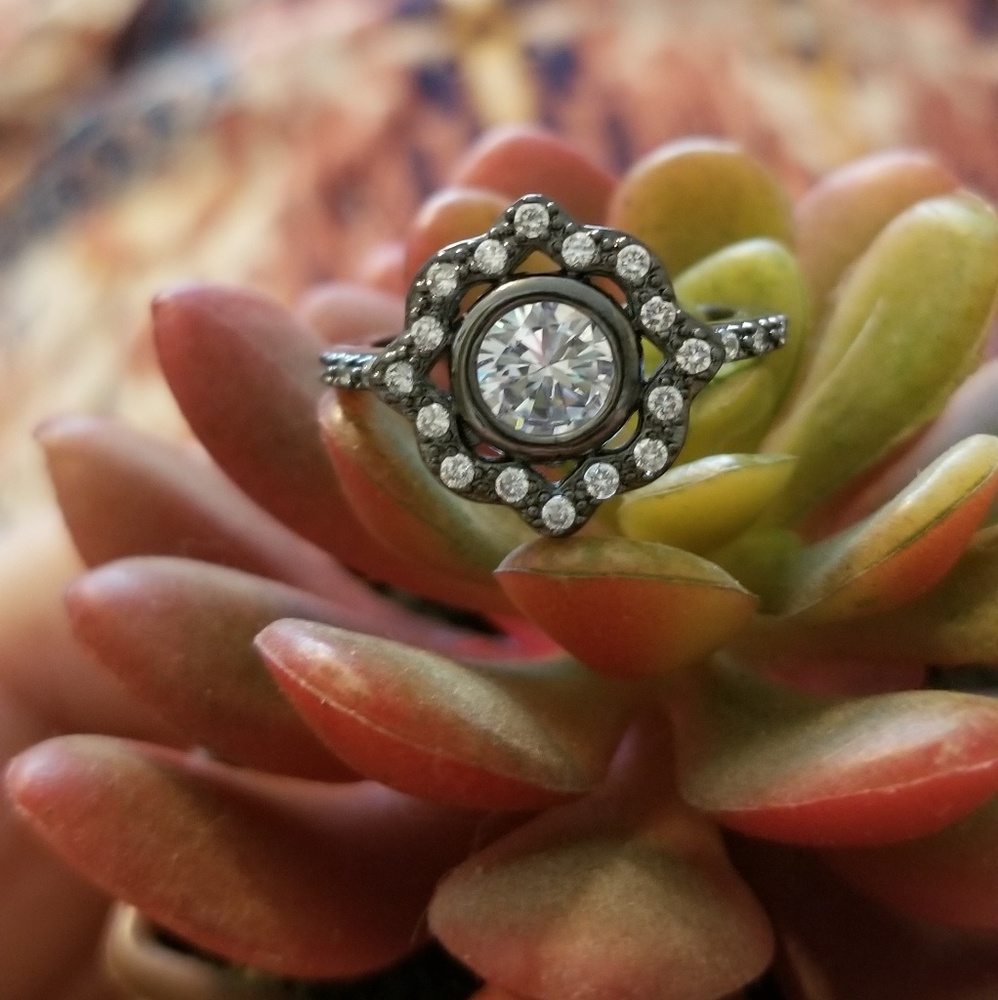 Black Silver CZ Ring